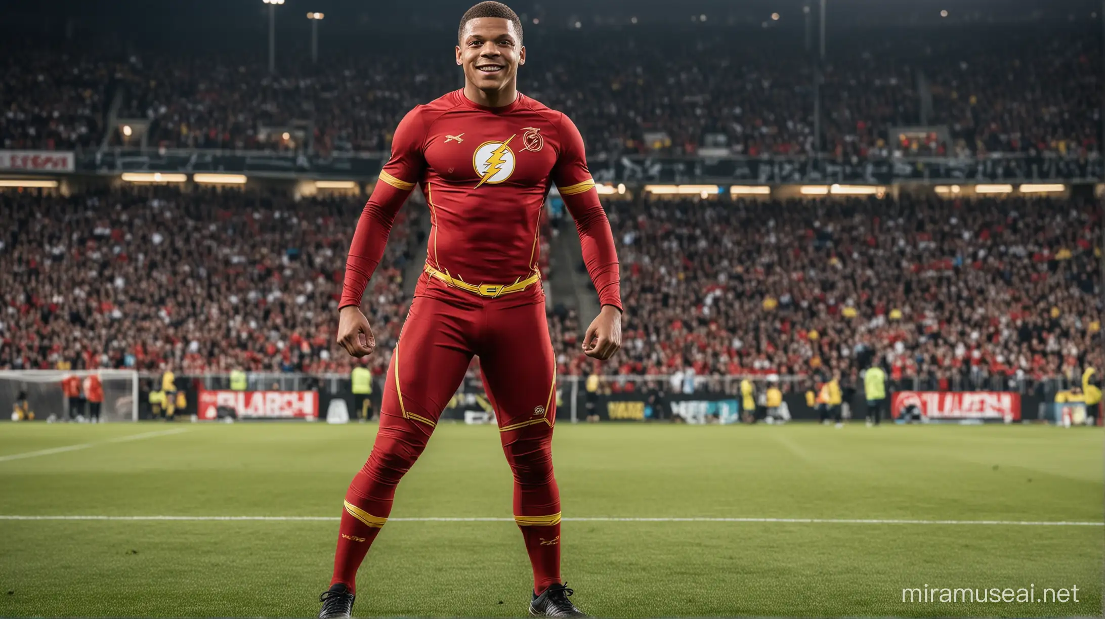 Kylian Mbapp Transforms into Flash Superhero on Football Field