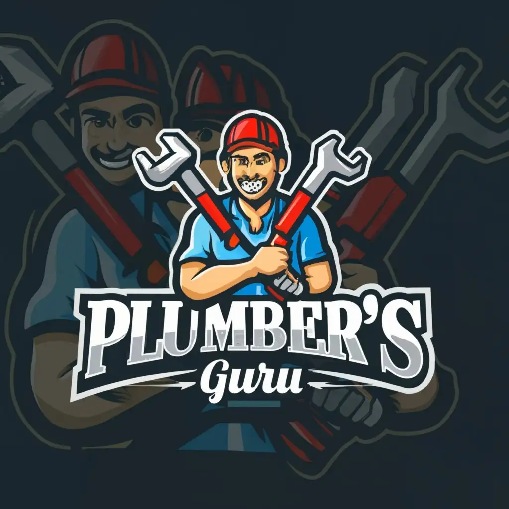 a logo design,with the text "Plumbers Guru", main symbol:Plumbing Tools with handyman,Moderate,clear background