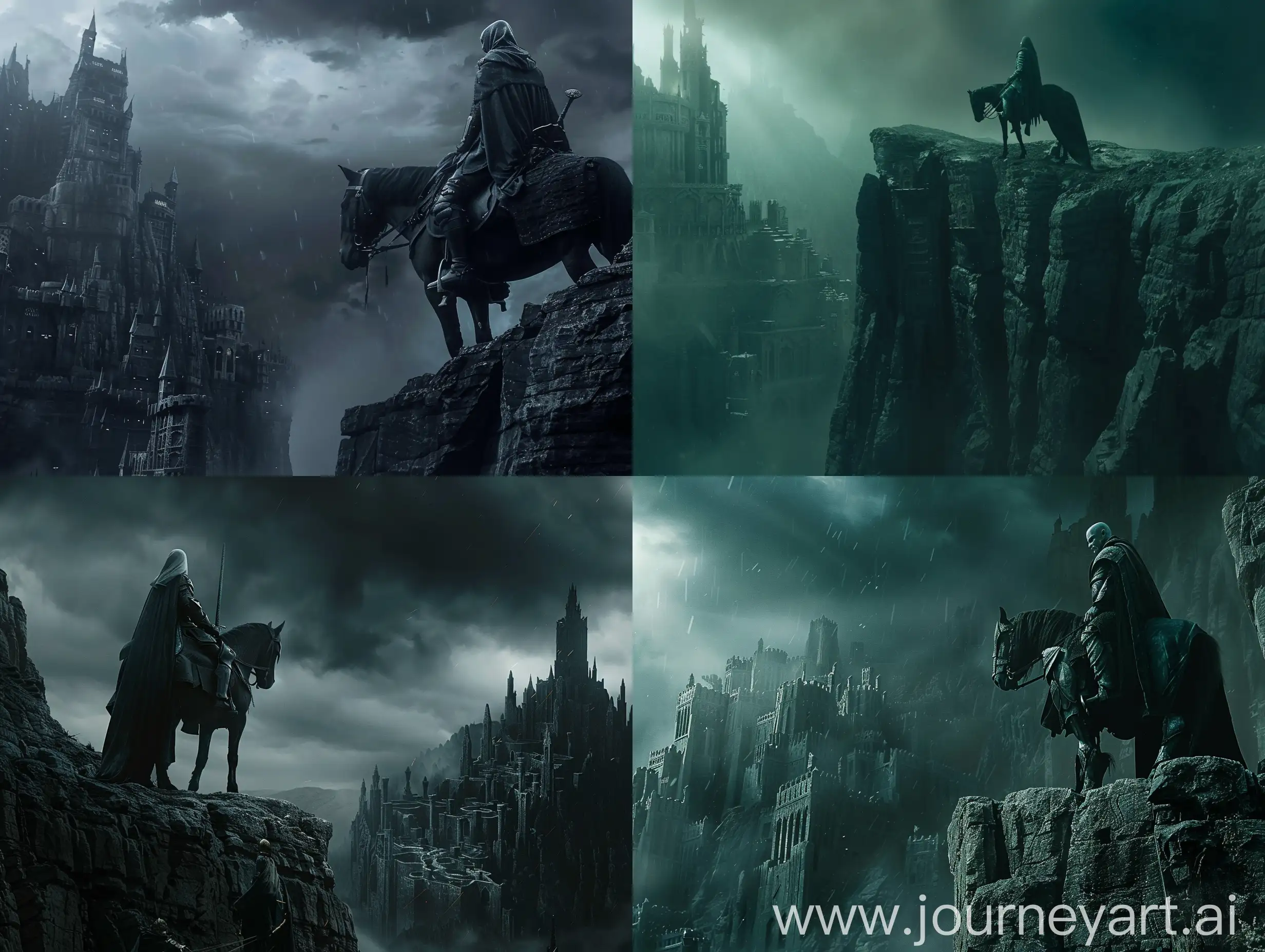 Mysterious-Nazgul-Overlooking-Dark-City-from-Cliff