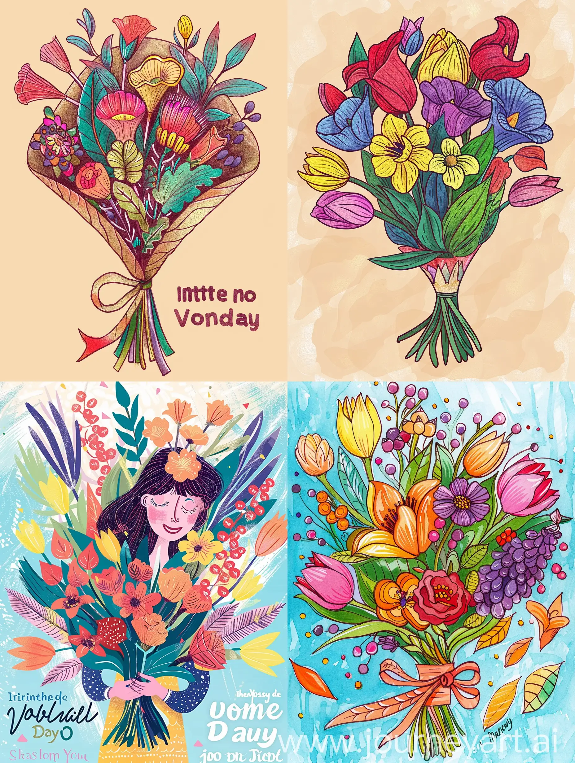 поздравление с праздником 8 марта, международный женский день, красивый букет, нежность, счастье, радость, яркий красочный рисунок
