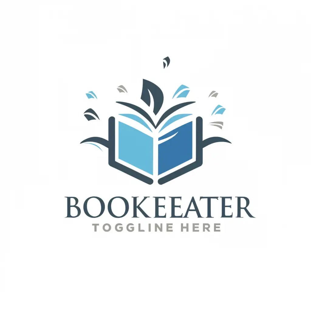 a logo design,with the text "Book Eater", main symbol:a book that gets recycled, use blue and white,complex,be used in Education industry,clear background