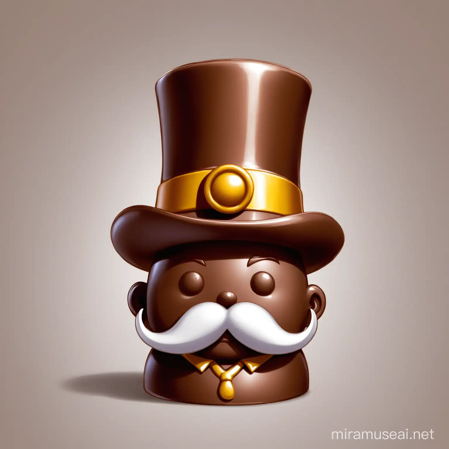 Make a chocolate figure that wears a hat, monacle and moustache
