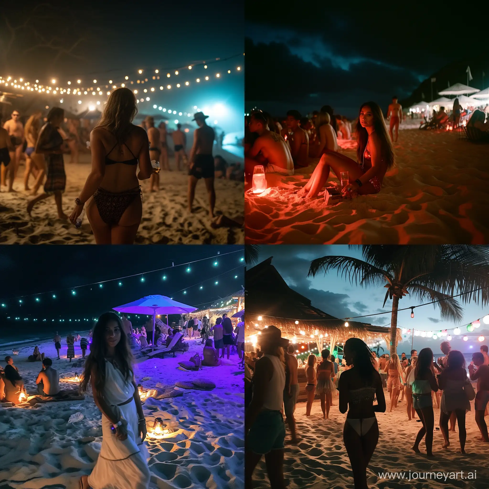 dami lee at the beach partying at night