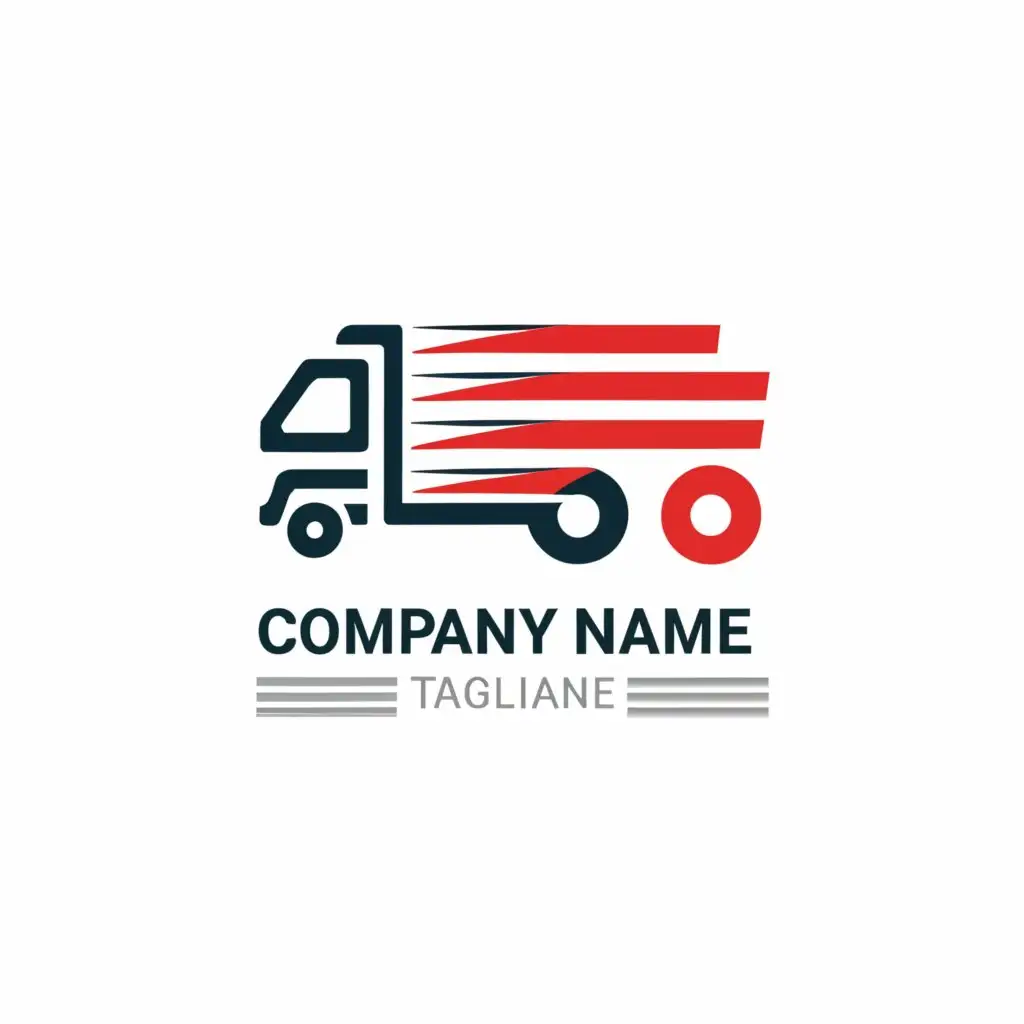 a logo design,with the text "I'm looking for a logo for my trucking business that truly captures our brand essence and is visually appealing. While I have an existing logo, I'm open to exploring variations in colors, borders, and other elements. My budget is fixed at $20 for two concepts. If you can work within this budget, I'd love to see your portfolio or past work to gauge your style and expertise.

Our preferred colors for the logo are white, blue, and red. Looking forward to seeing your creative ideas!
", main symbol:SIMPLE,Minimalistic,clear background