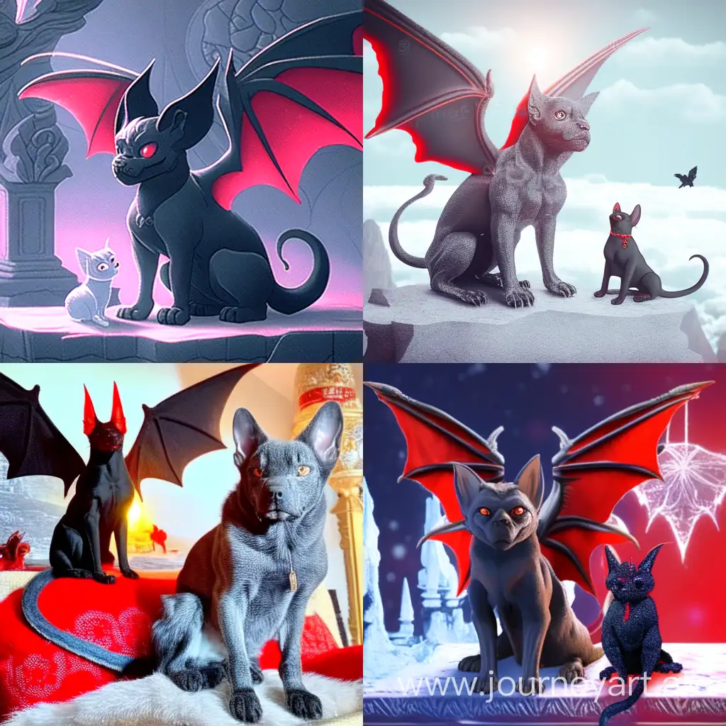Enigmatic-New-Year-Gathering-Dragon-Sphinx-Cat-and-Chihuahua-Dog