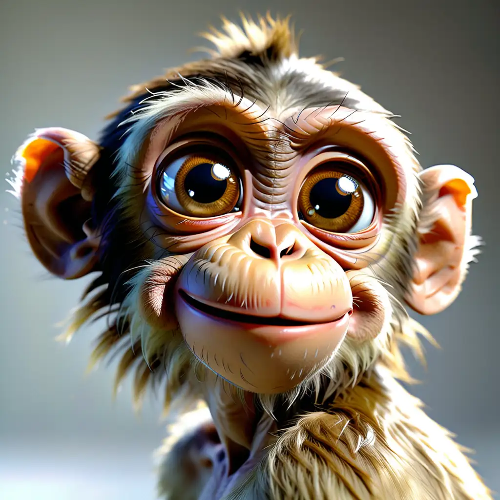 Cheerful Animated Monkey Portrait with Bright Smile