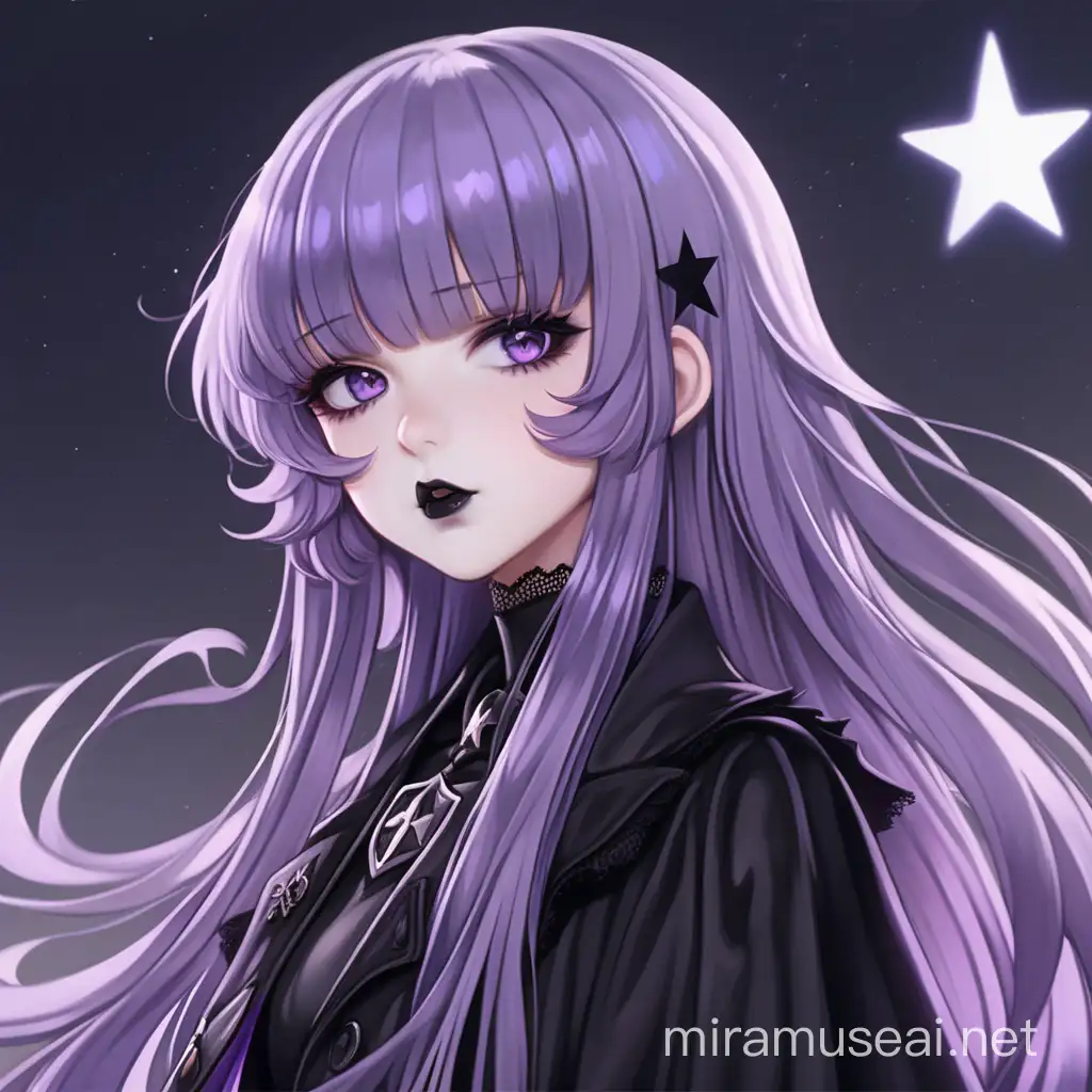 Ethereal Gothic Romance with Lavender Locks and Honkai Star Rail Aesthetic