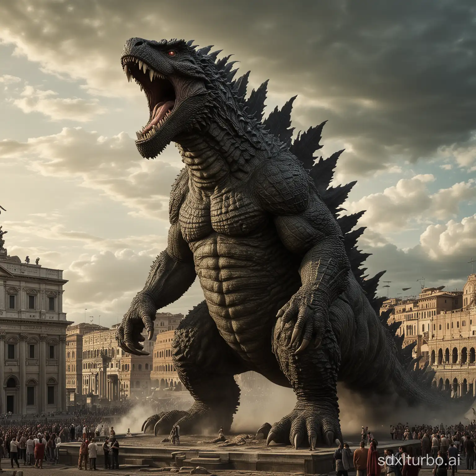 godzilla if it were an Italian monster on Rome