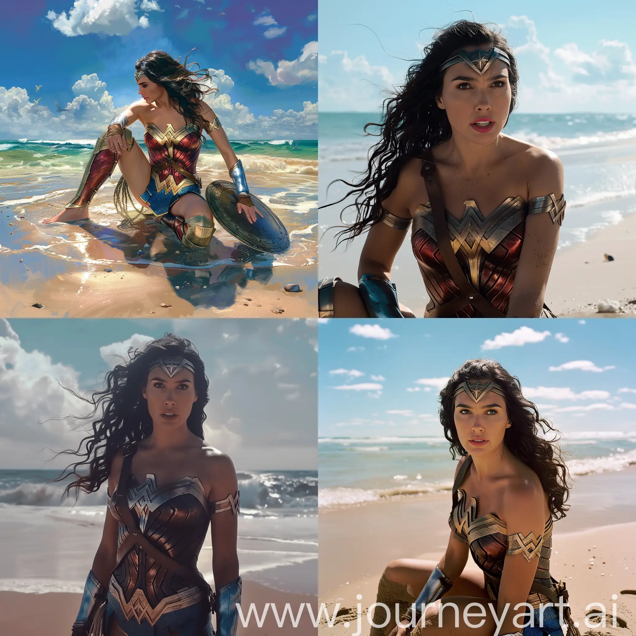 Wonder-Woman-Enjoying-Beach-Vacation-in-Vibrant-Style