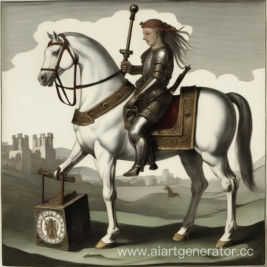 White-Horse-with-Saddlebag-War-Hammer-and-Lyre-Mystical-Steed-Ready-for-Adventure