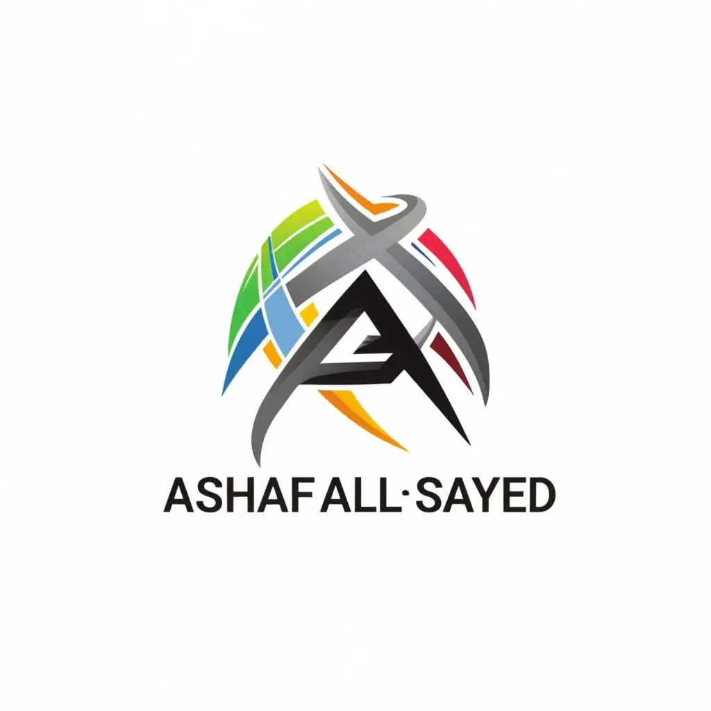 logo, A, with the text "Ashraf Al-Sayed", typography, be used in Internet industry