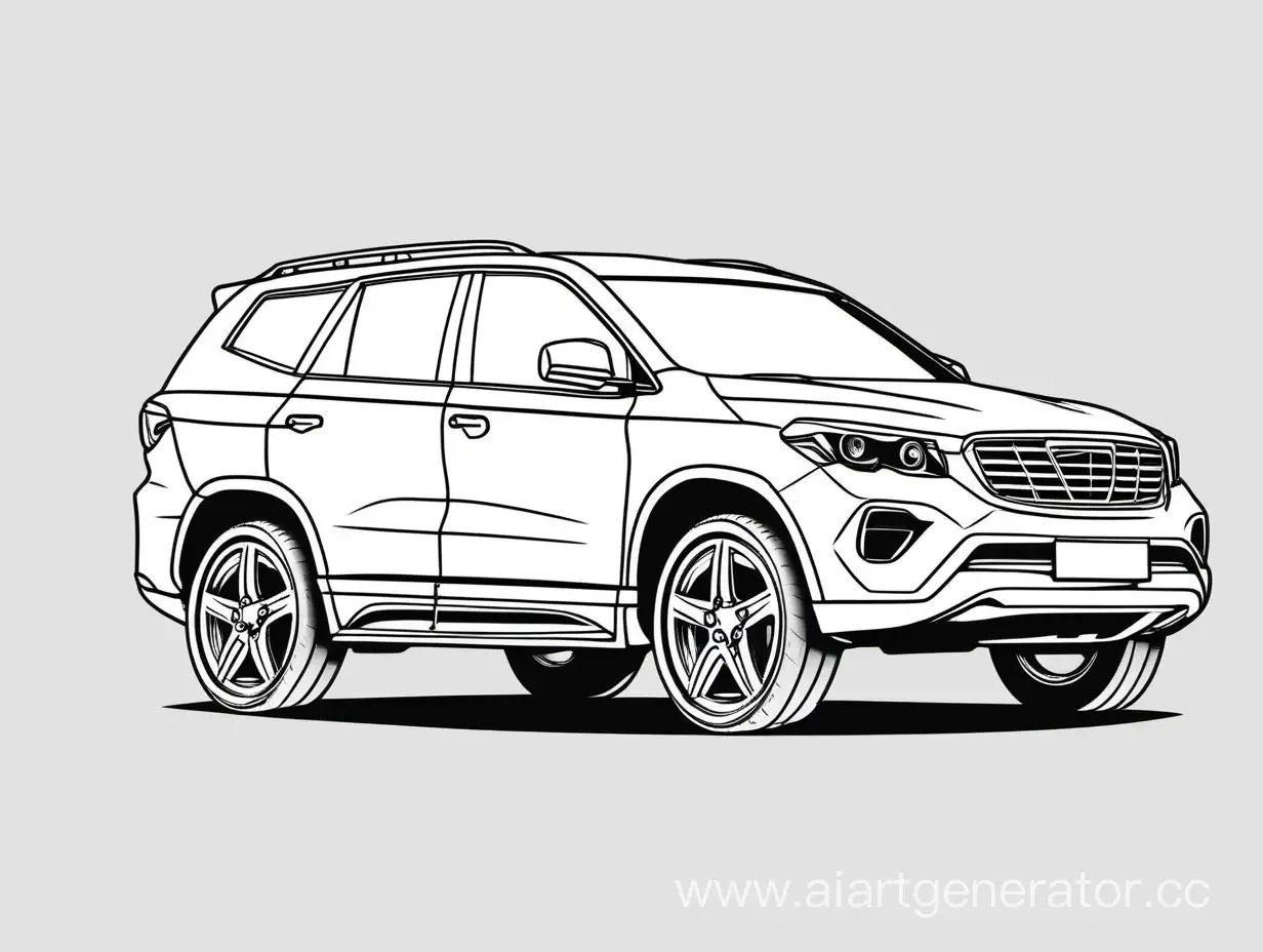 outline, coloring, on a white background. car, SUV