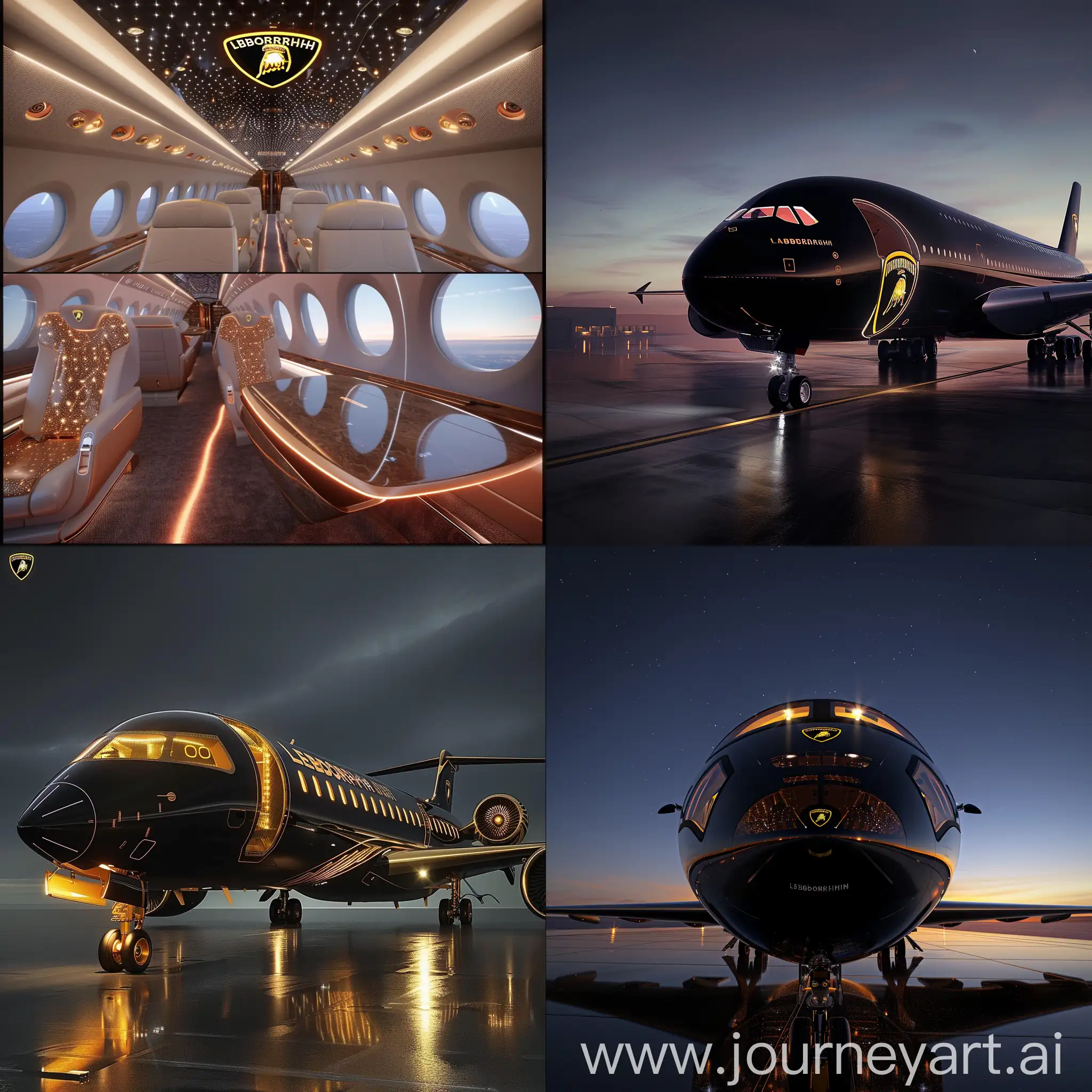 lamborghini inspired business boeing jet with the logo inside