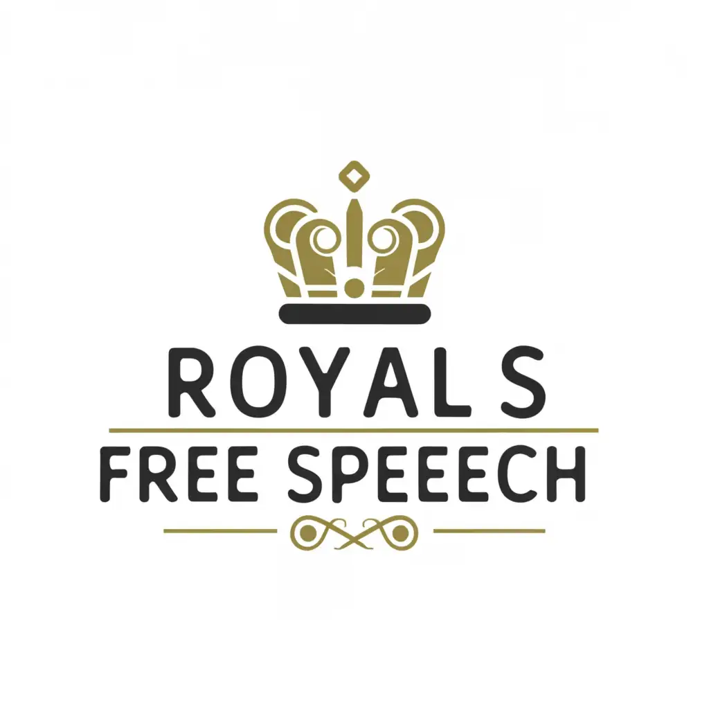 a logo design,with the text 'royals free speech', main symbol:Crown,Moderate,be used in Technology industry,clear background