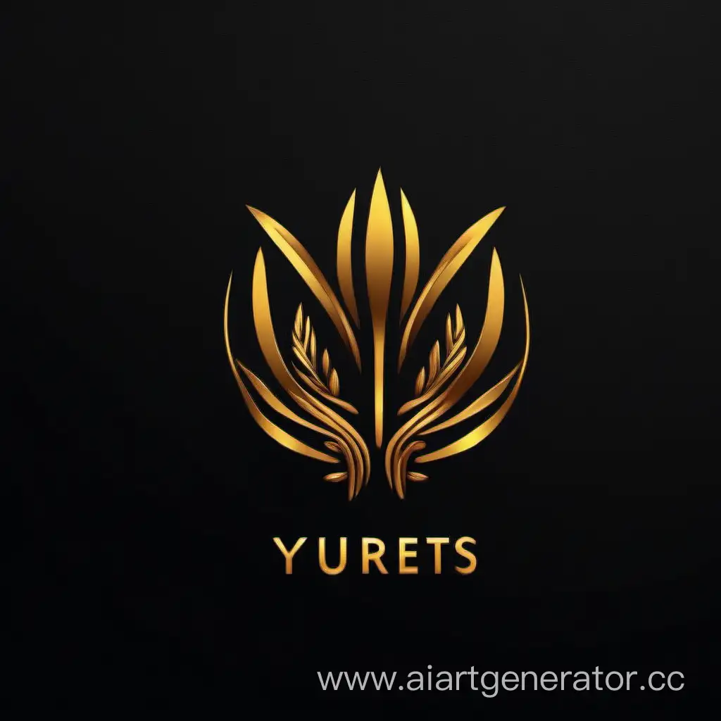Минималистичный золотой логотип с надписью YURETS на черном фоне