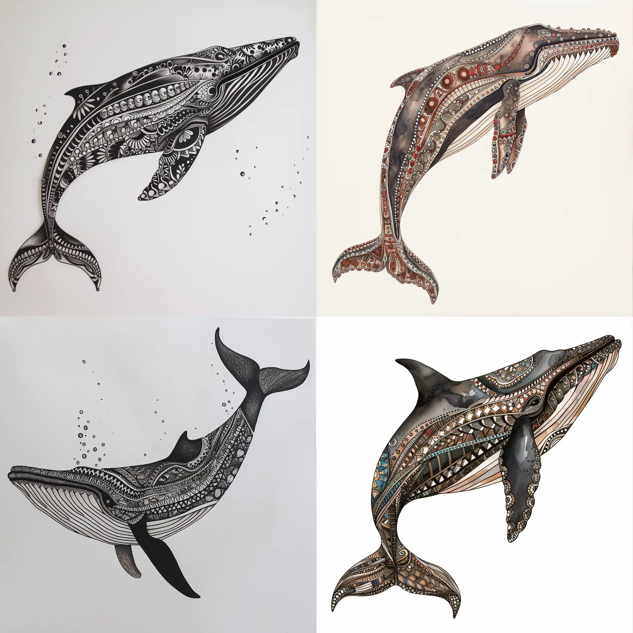 A 2d decorative whale drawing 