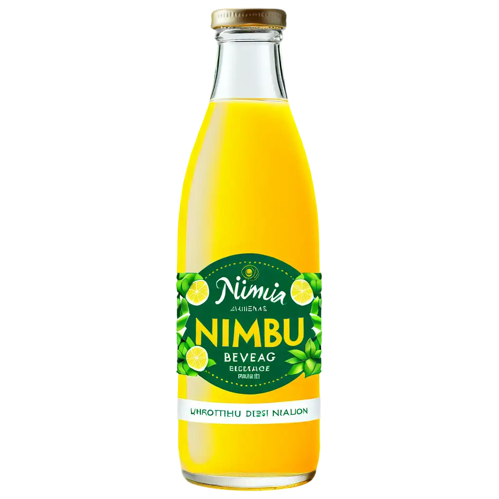 A nimbu beverage with desi twist  bottle label with a unique look
