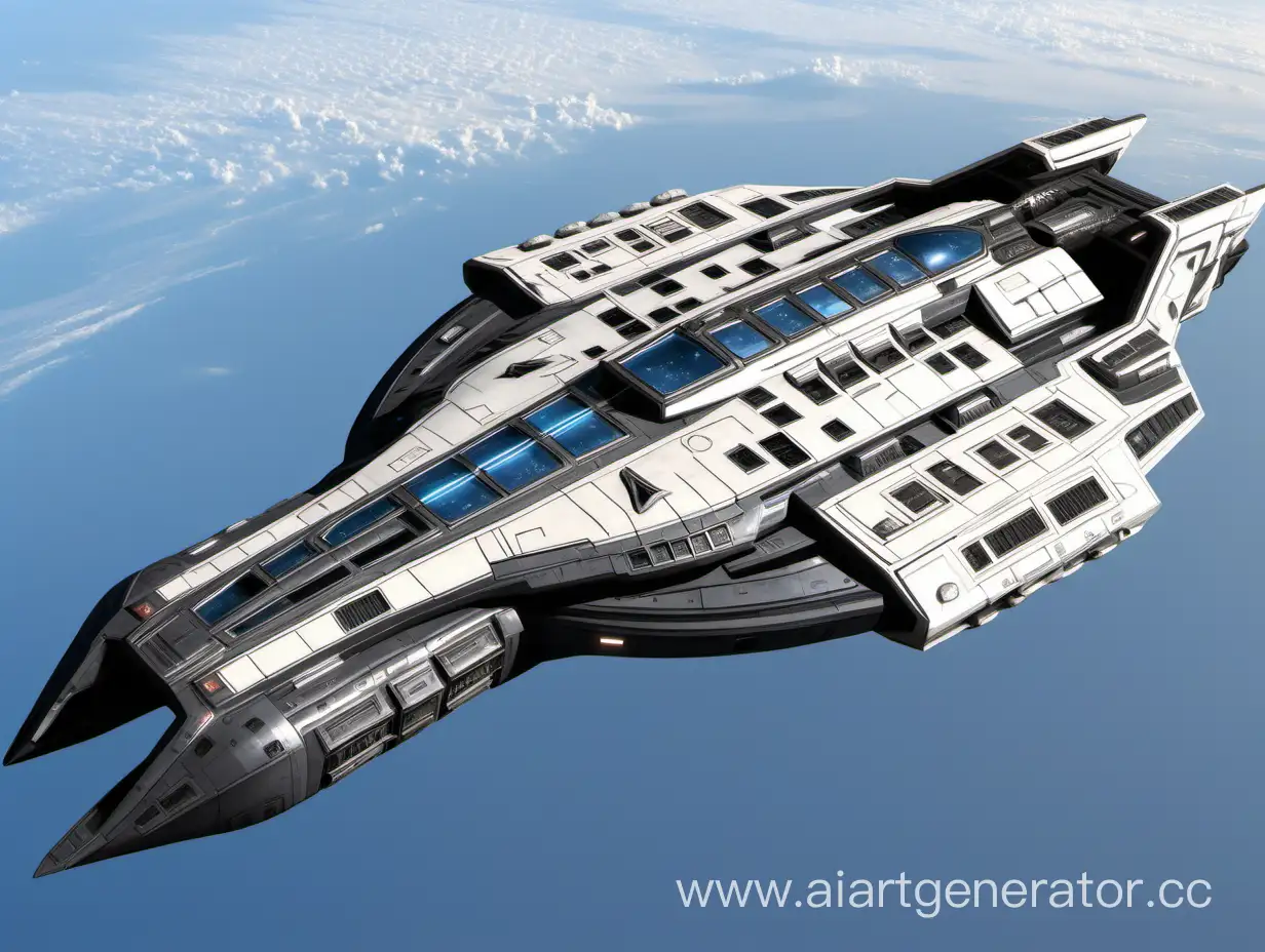 Combat-Spaceship-with-TwoStory-Design-and-Pilot-Cabin