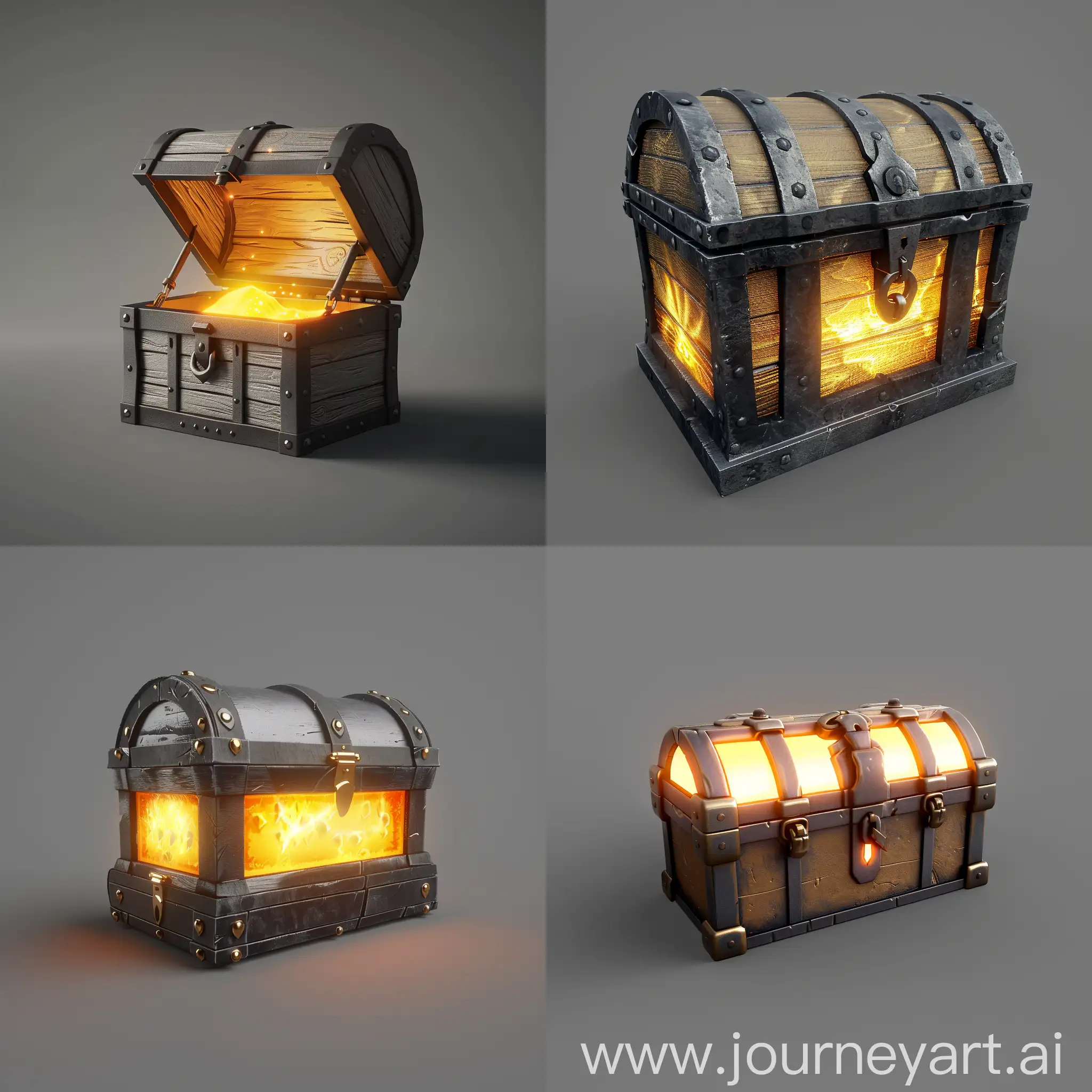 Glowing-Treasure-Chest-on-Gray-Background
