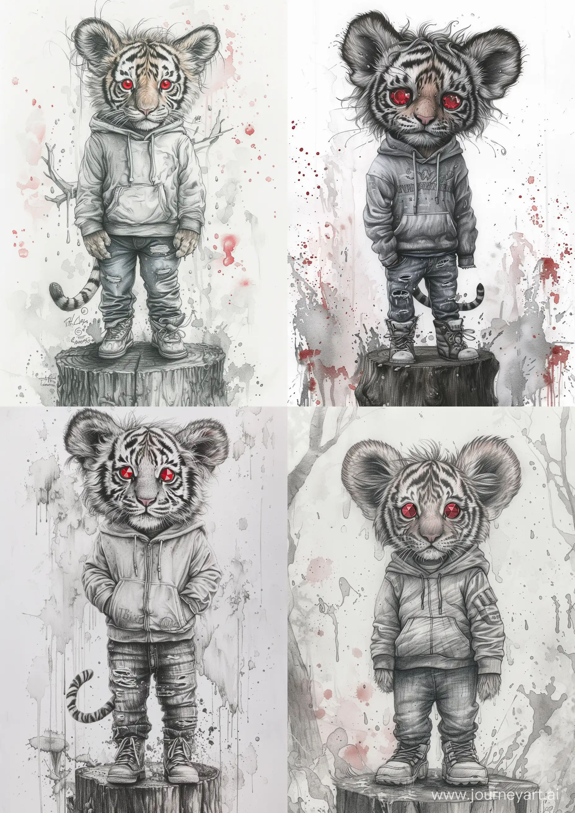 Cute-Shaggy-Tiger-Cub-in-Velvet-Hoodies-and-Jeans