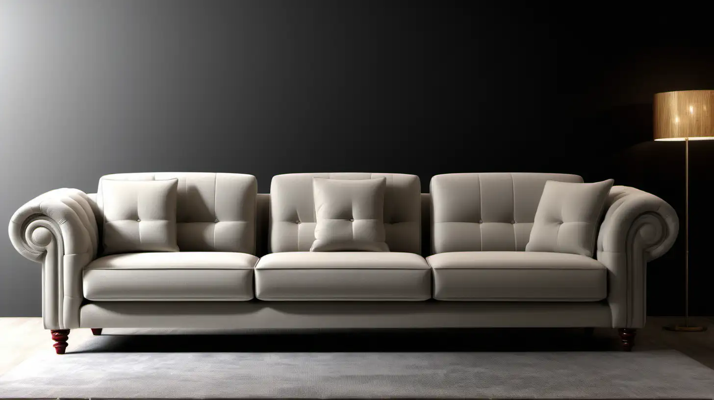 Modern Italian Style 3Seat Sofa with PShaped Arm and Smooth Transitions