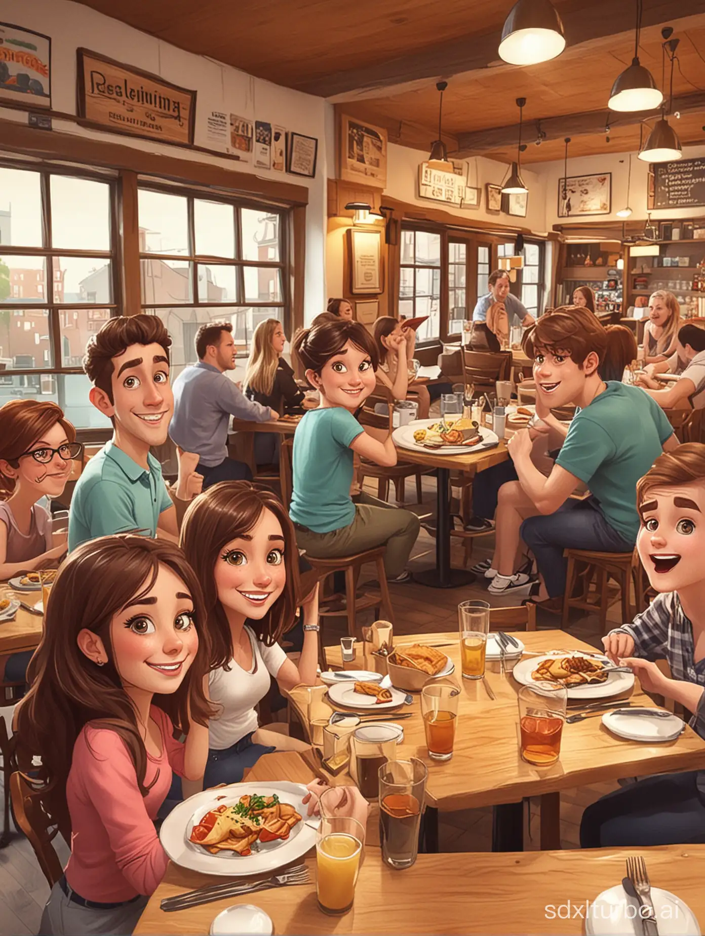 Cartoon-Characters-Enjoying-a-Meal-at-a-Vibrant-Restaurant