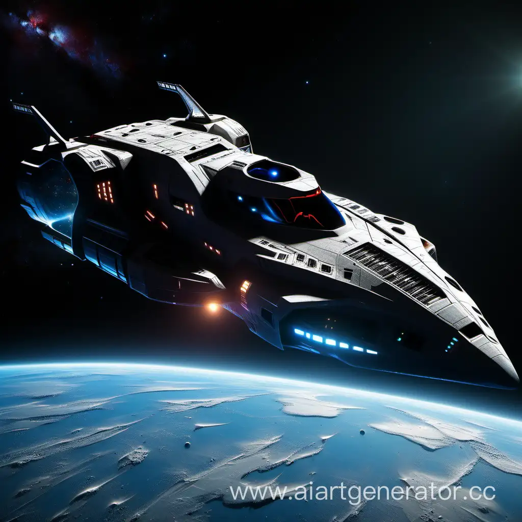 Futuristic-Space-Corvette-Exploring-Unknown-Galaxies