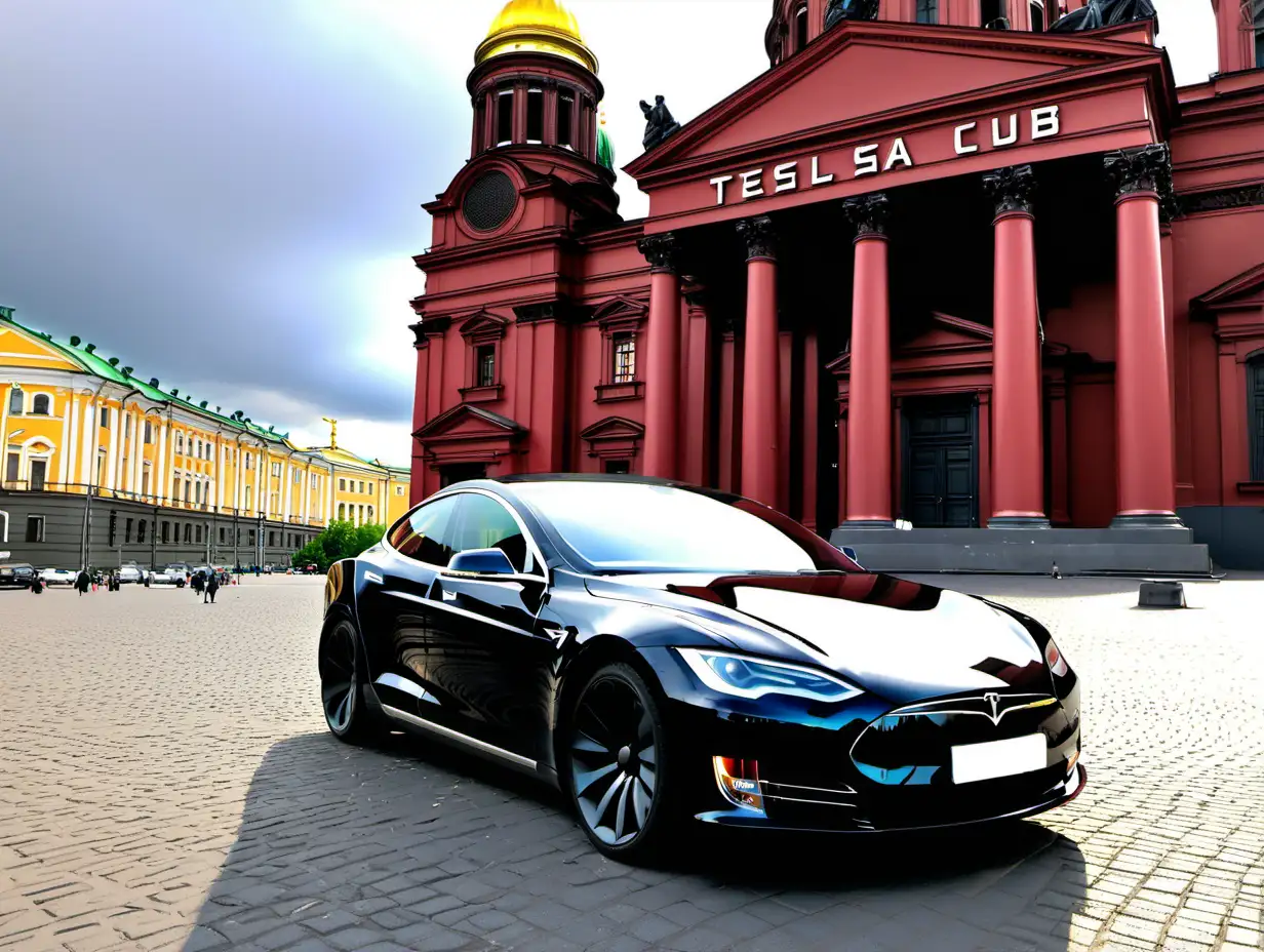 Avatar for online club "Tesla Club SPB". Using Tesla model S Plaid and Saint Petersburg (Russia) st. Isaac cathedral 