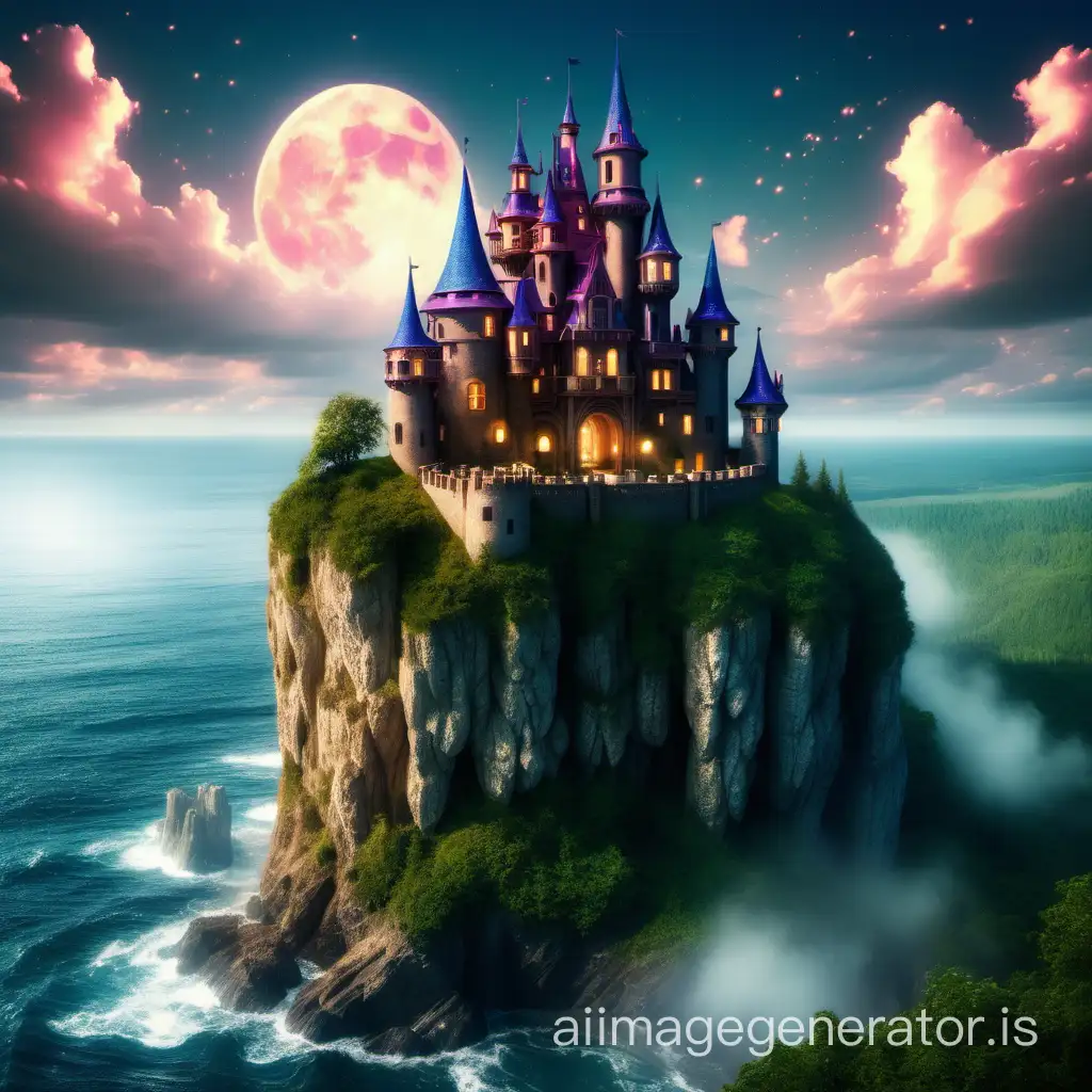 enchanted castle on a cliff