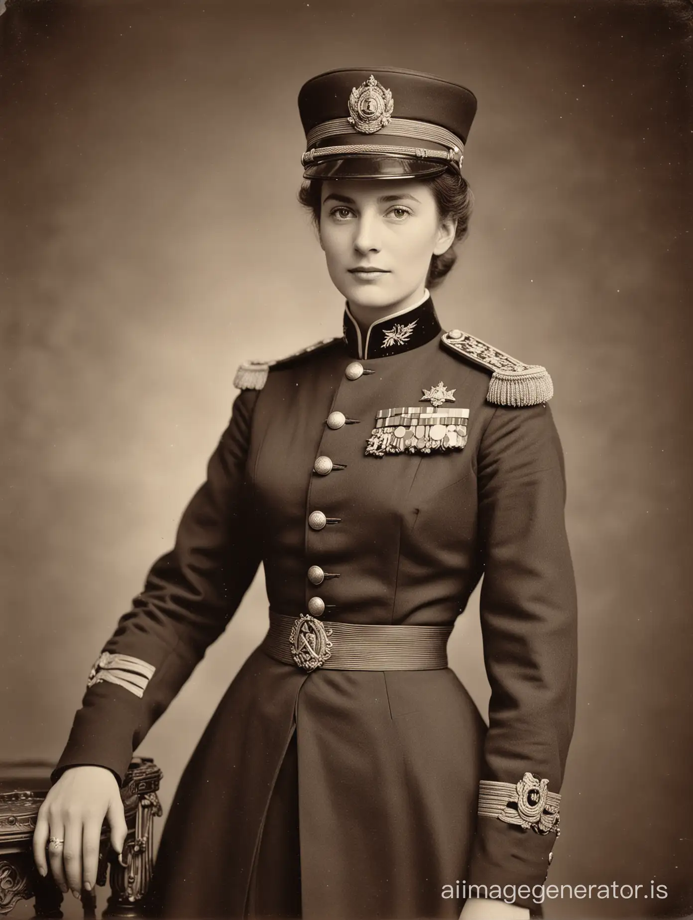 Victorian-Female-Military-General-in-Historic-Uniform