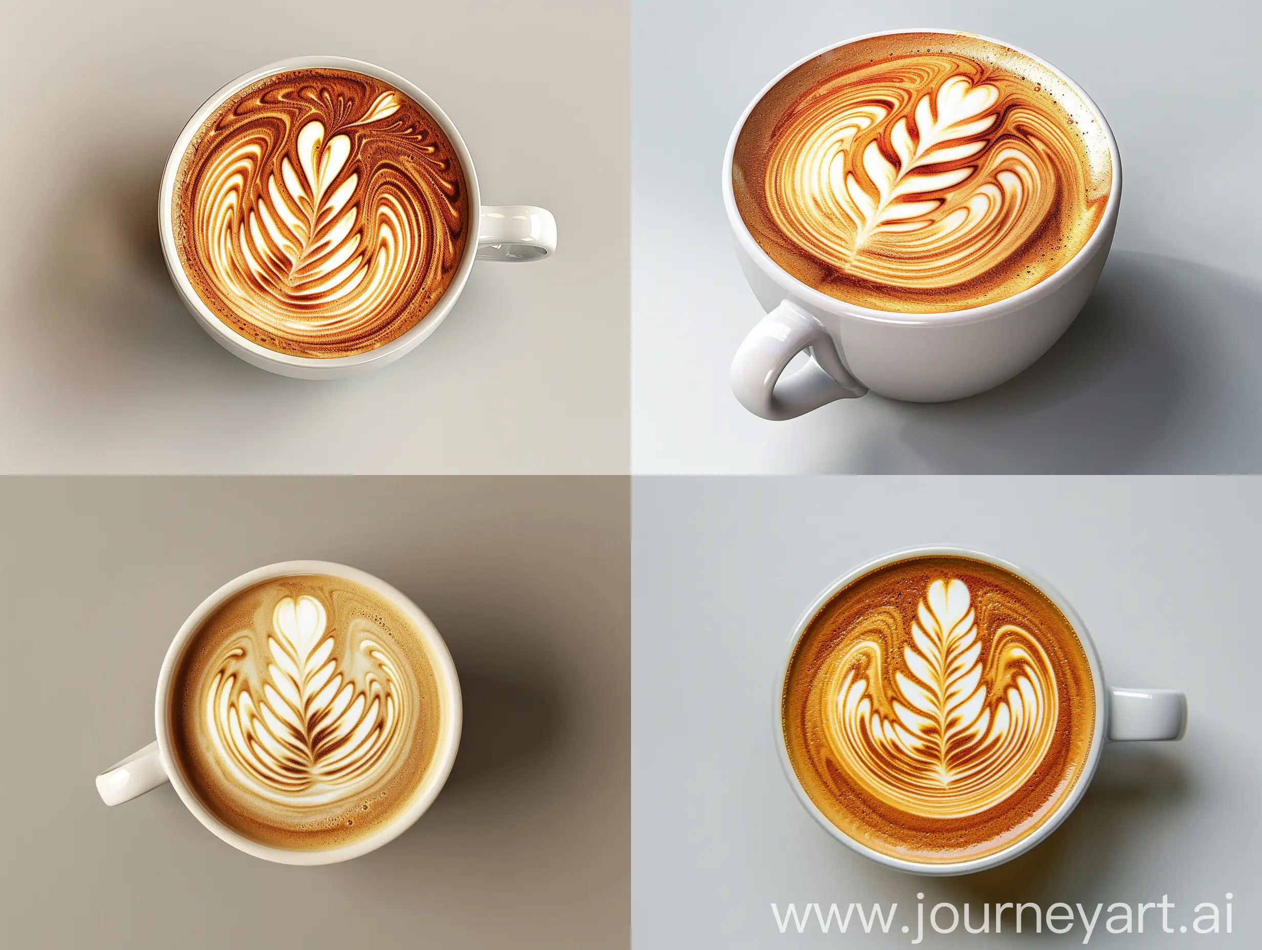 amazing detailed cup of coffee, barista latte art, clear and clean design, intricate graceful appetising details, professional presented, professional photographer, perfect lighting, octane render, view slightly from above