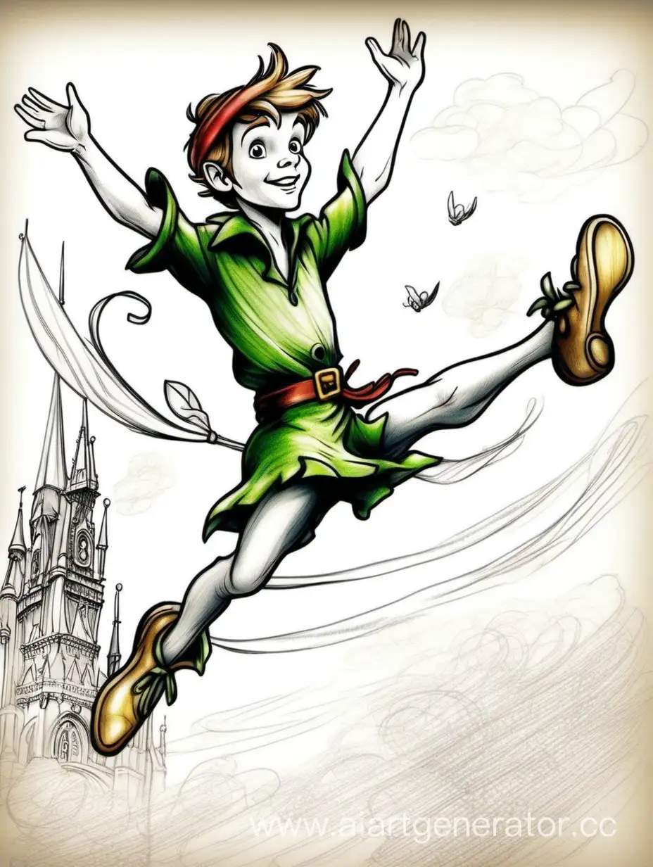 Peter-Pan-Flying-Disney-Style-Drawing