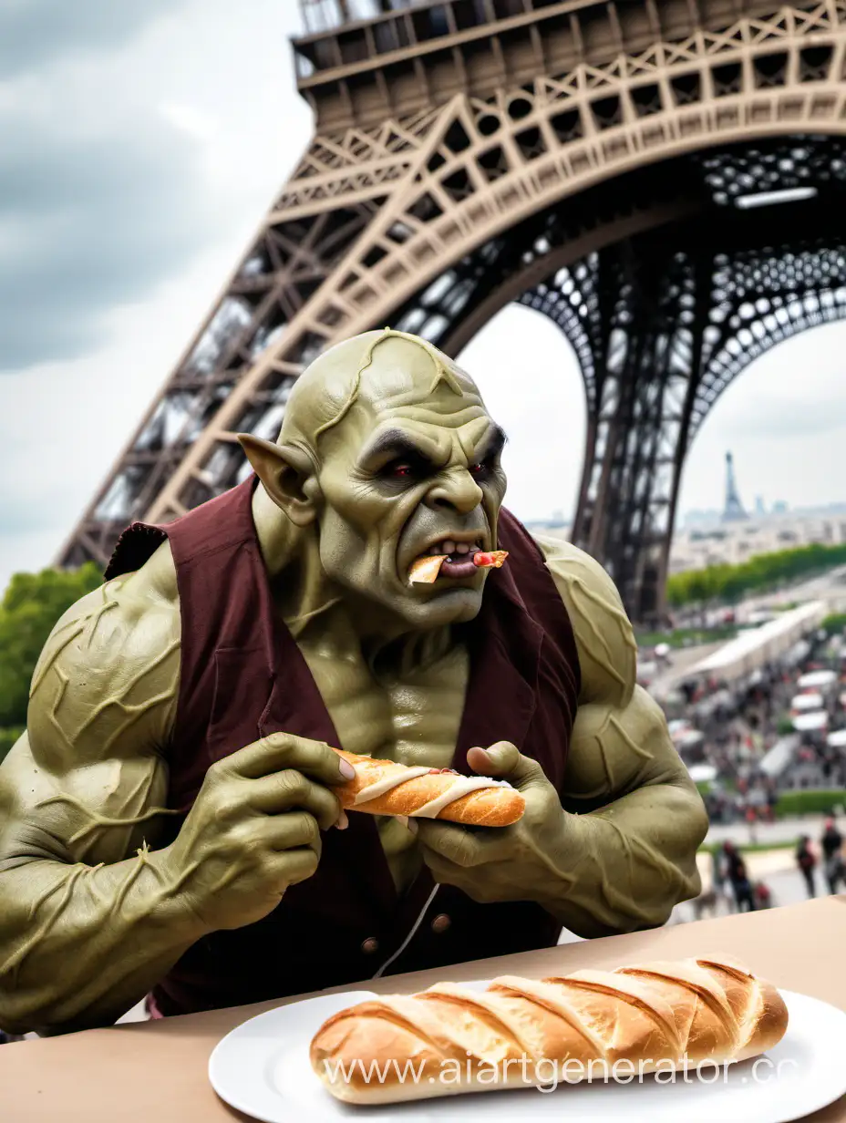 Hungry-Orc-Enjoying-Baguette-in-Front-of-the-Eiffel-Tower