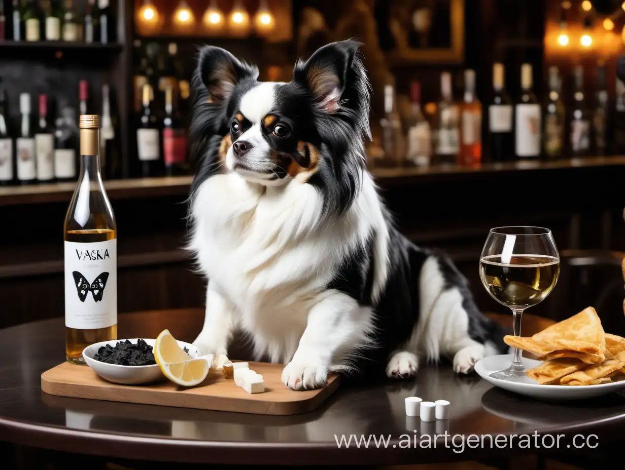 Big-Black-Cat-and-Papillon-Dog-Enjoying-Drinks-at-the-Bar