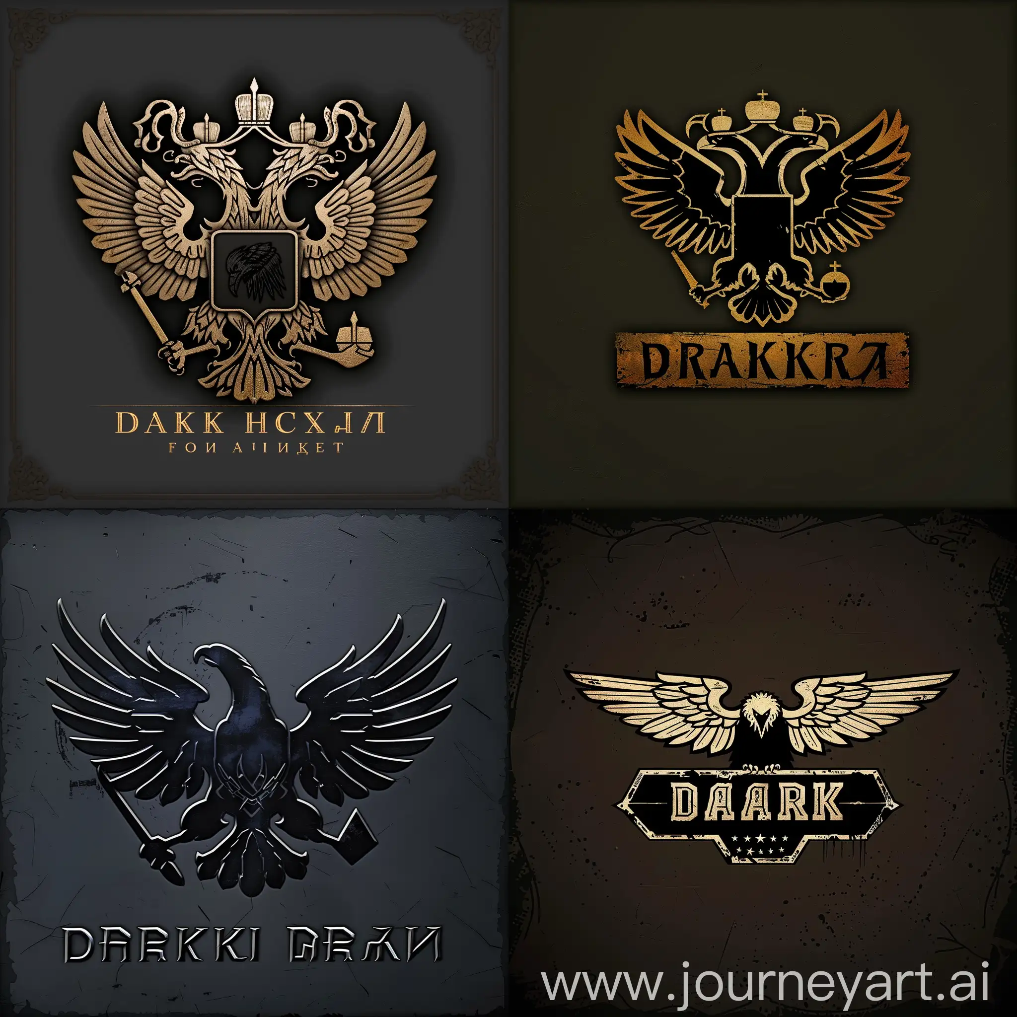 Нарисуй логотип для игры Dark Russia с черным орлом по середине