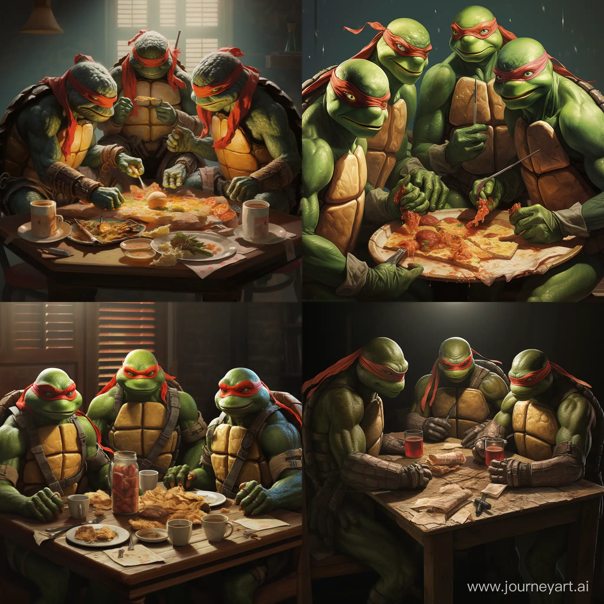 Ninja-Turtles-Enjoying-Pizza-Feast
