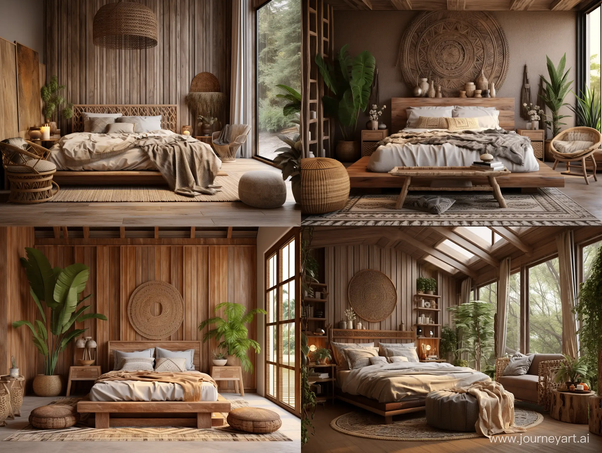Boho-Style-Bedroom-Interior-with-Brown-Wooden-Colors-and-Warm-Accents