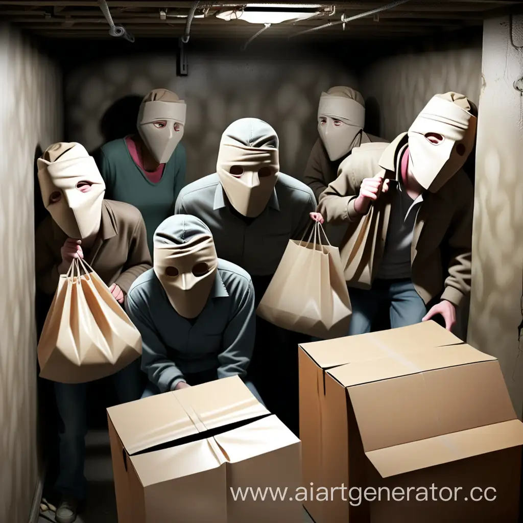 10 заложников в подвале с мешками на лице