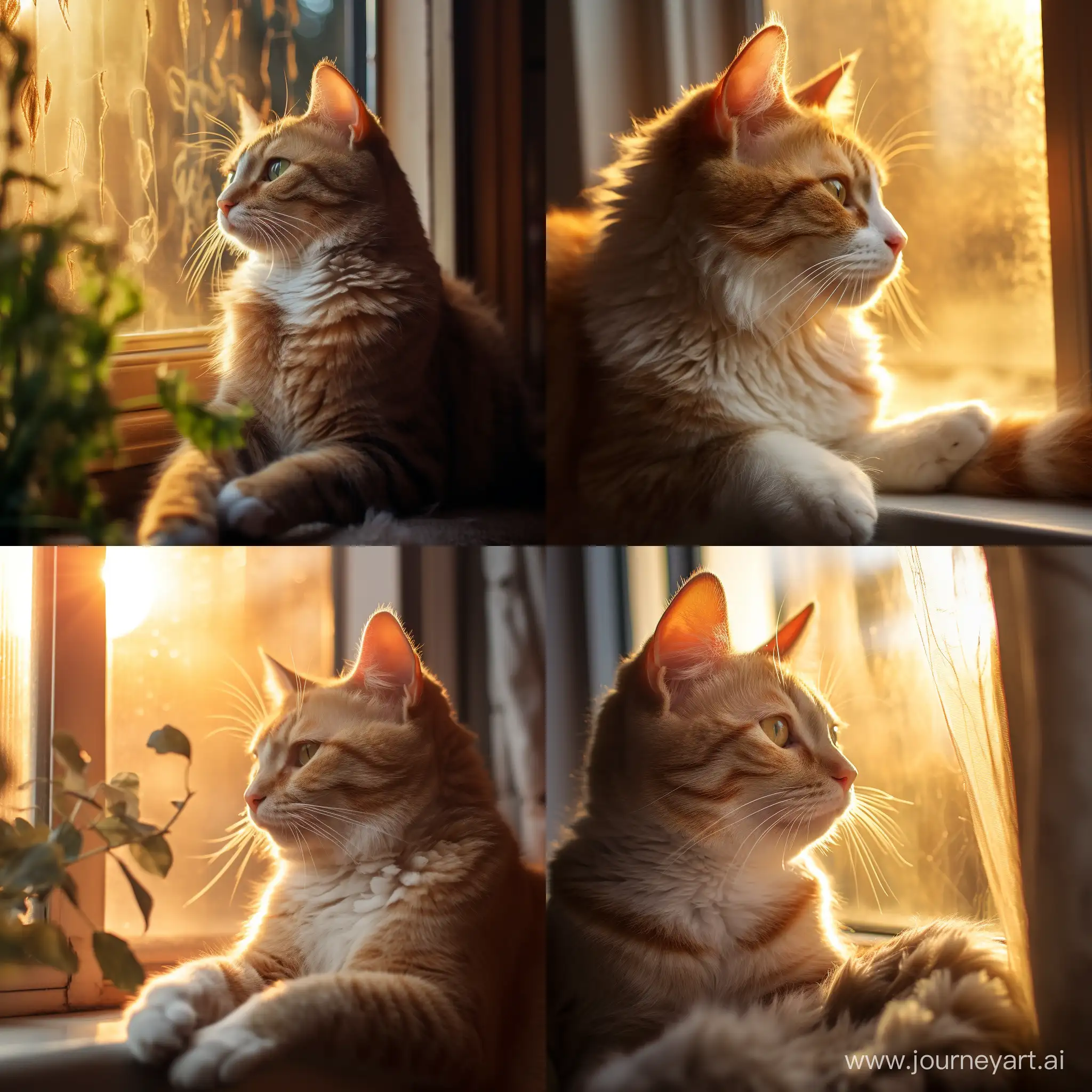 Tranquil-Cat-Bathed-in-Golden-Twilight-Light-by-Window