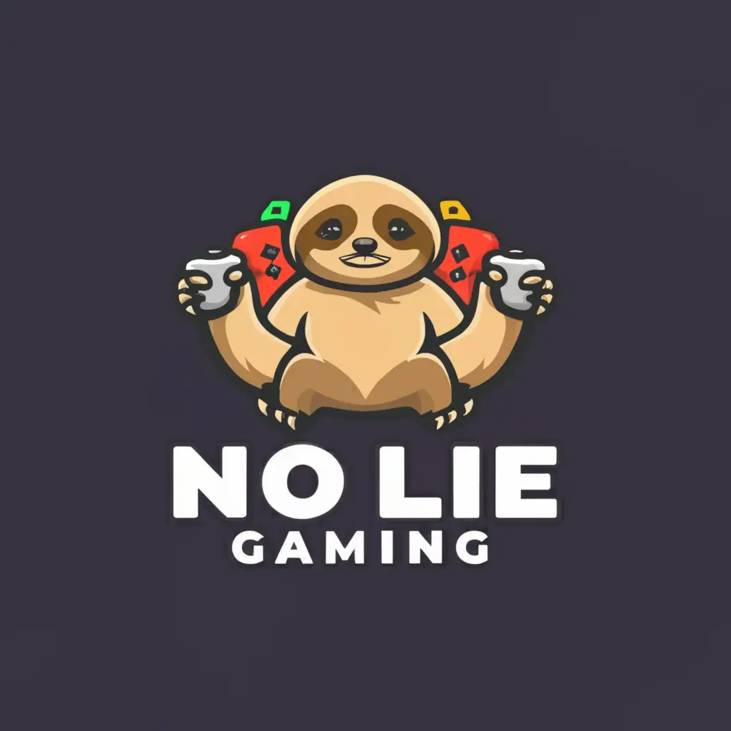 LOGO-Design-For-No-Lie-Gaming-LaidBack-Sloth-Emblem-on-Clear-Background