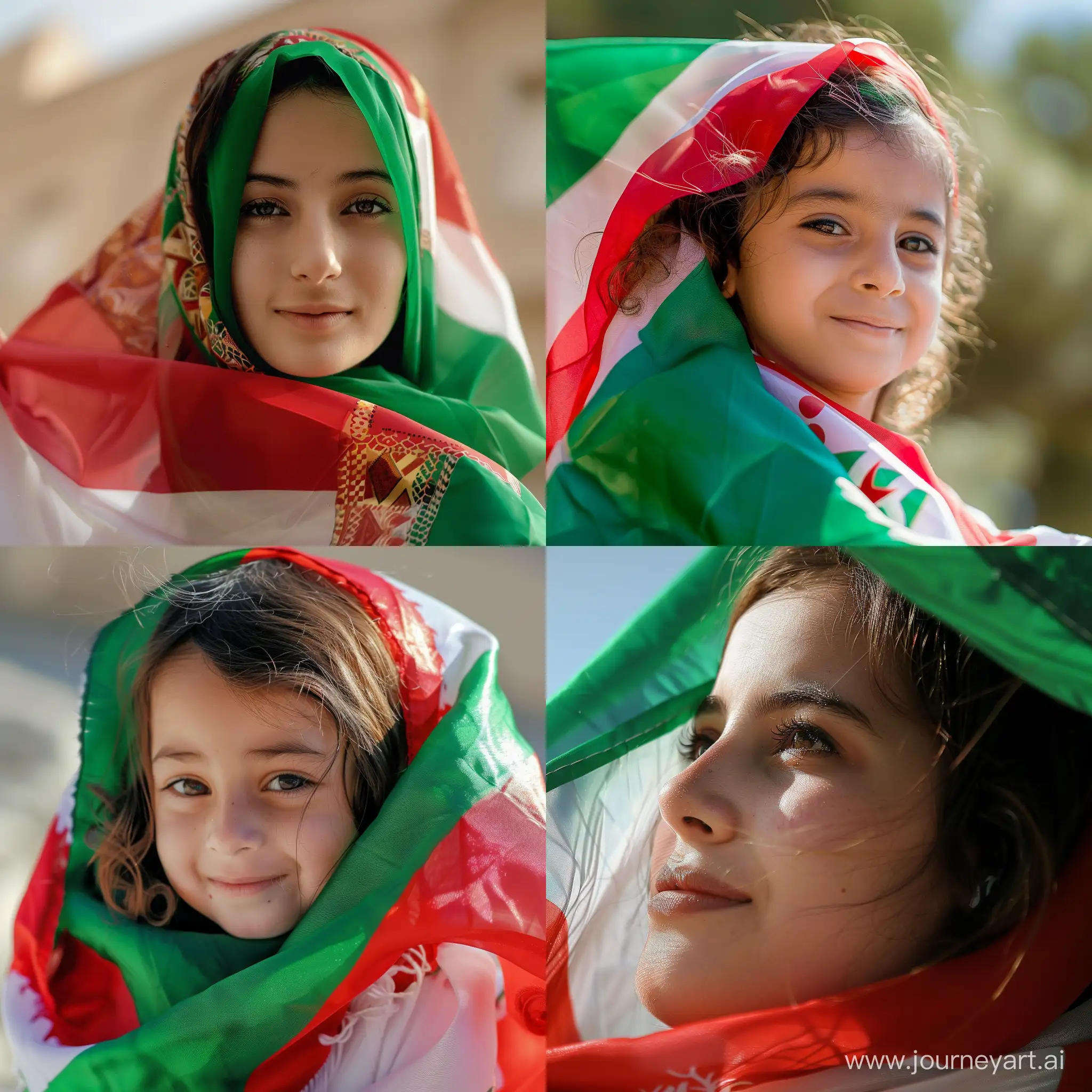 بنت جزائرية  مع علم الجزائر 