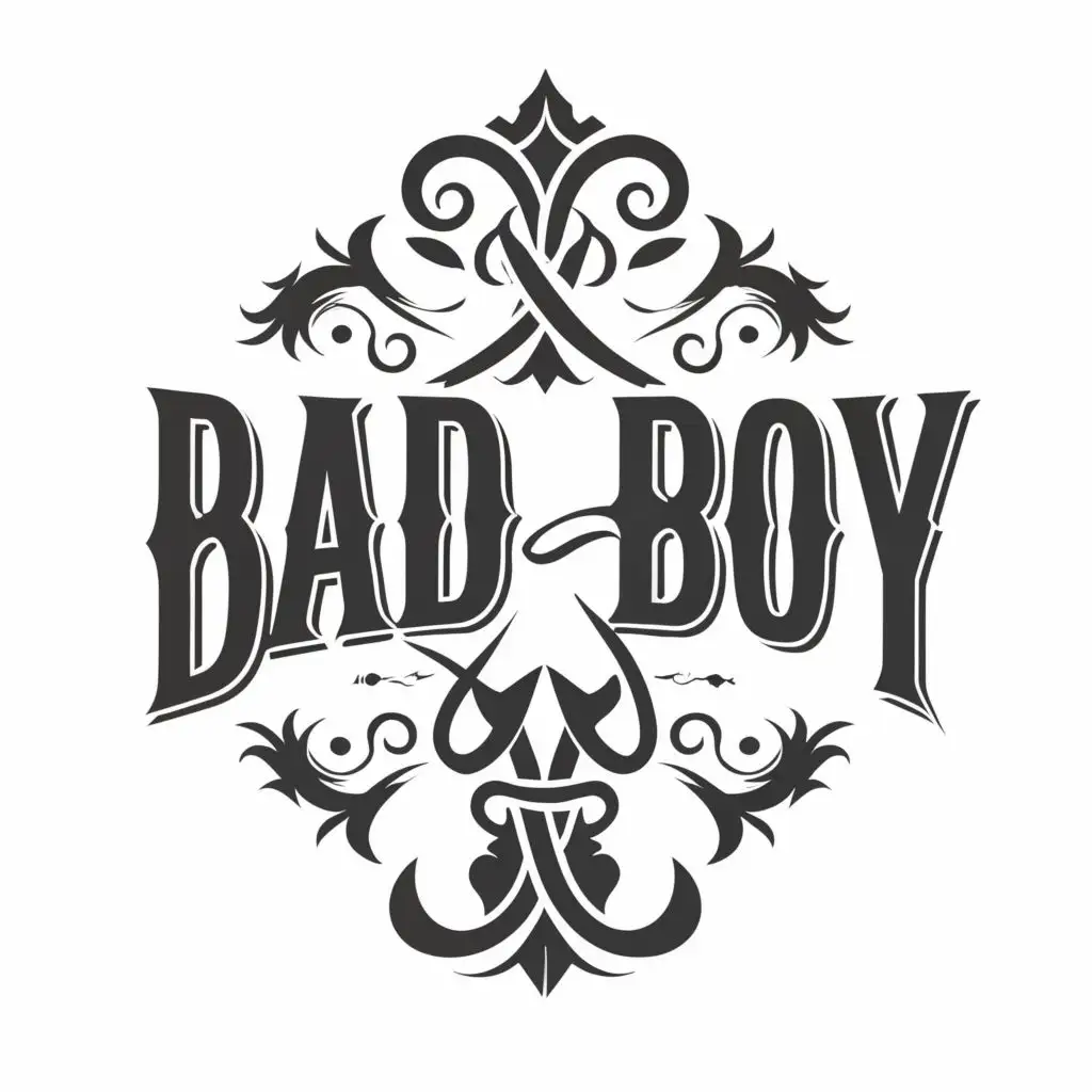 LOGO-Design-For-Bad-Boy-Bold-Black-White-Typography-in-Gangster-Tattoo-Style