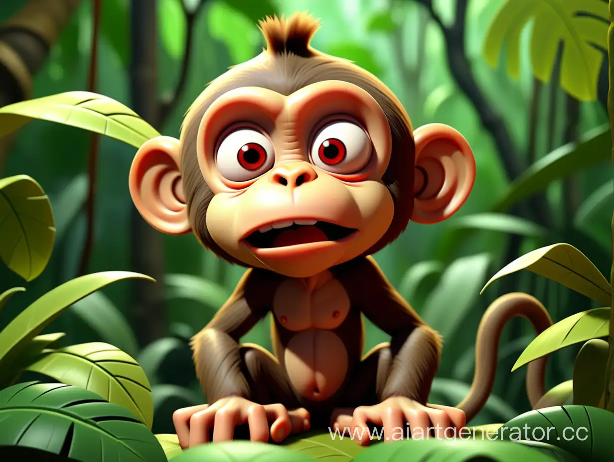 cartoon style, 8k, one monkey in the jungle

