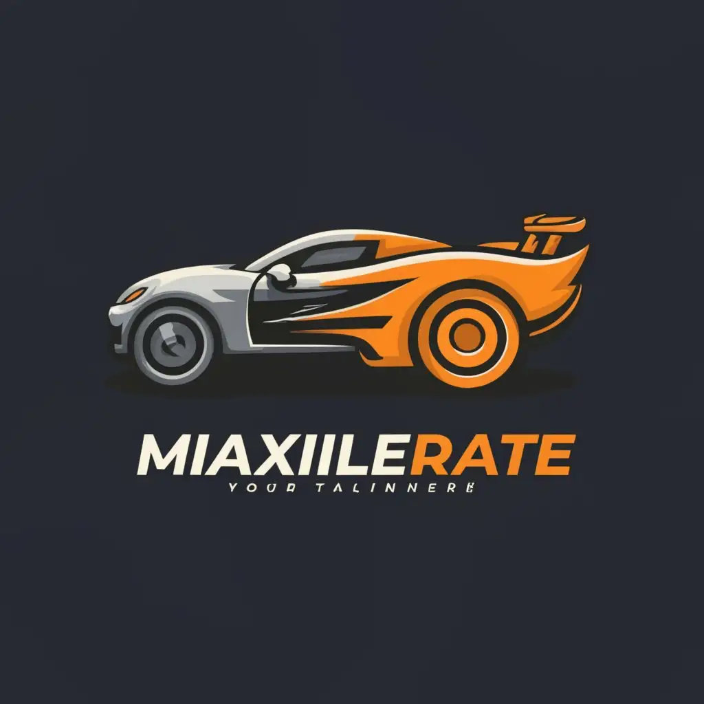 a logo design,with the text "maXilerate", main symbol:sport car high speed,complex,be used in Automotive industry,clear background