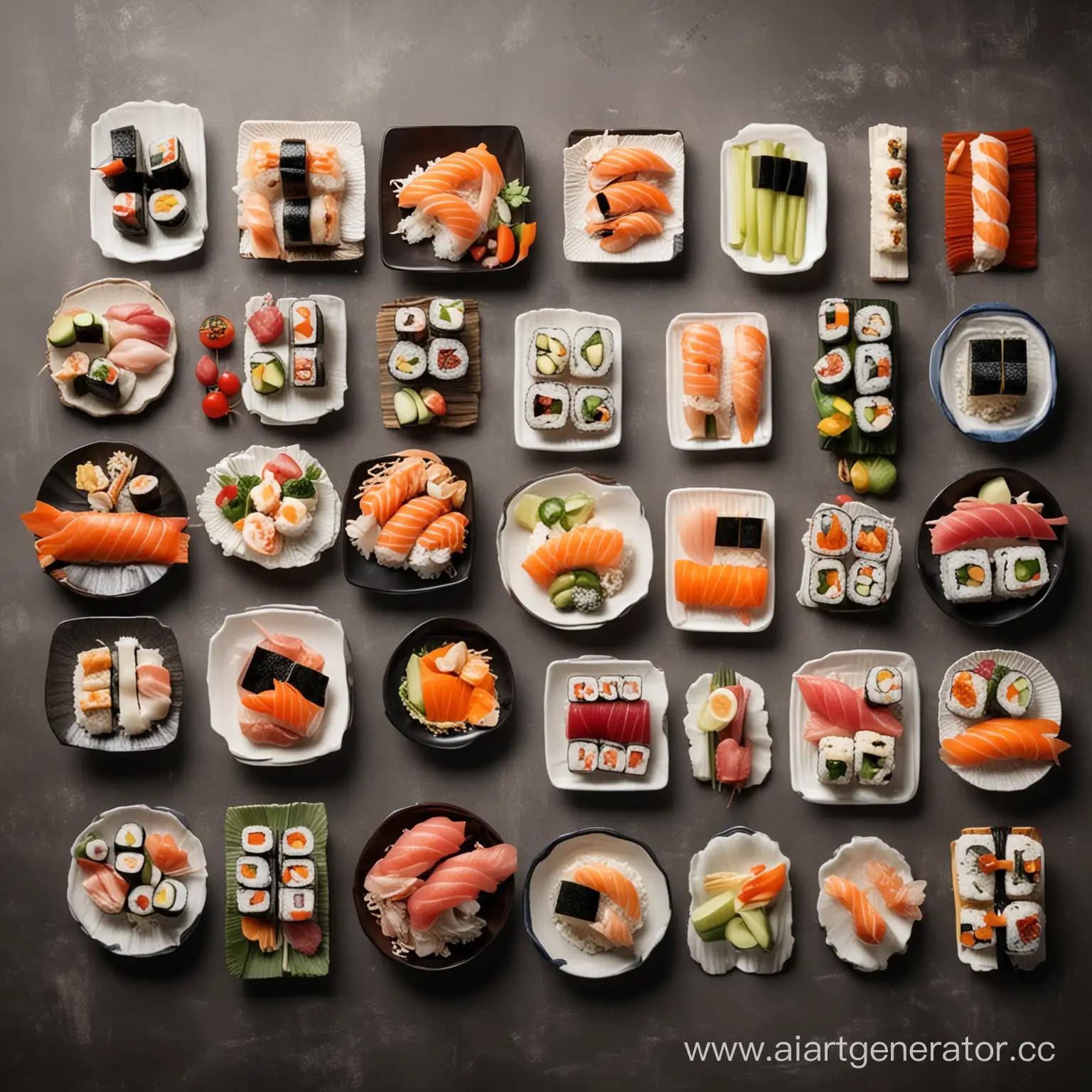 много блюда суши в стиле модернизм