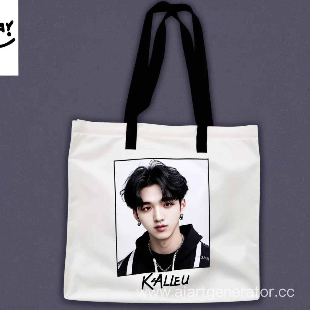 Fashionable-Shopper-Bag-with-Customized-Drawing-of-Bang-Chan-from-Stray-Kids