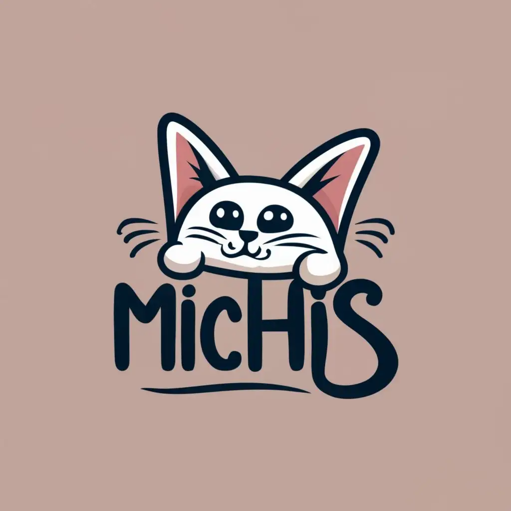 logo, cute cat, with the text "michis", typography, be used in Animals Pets industry