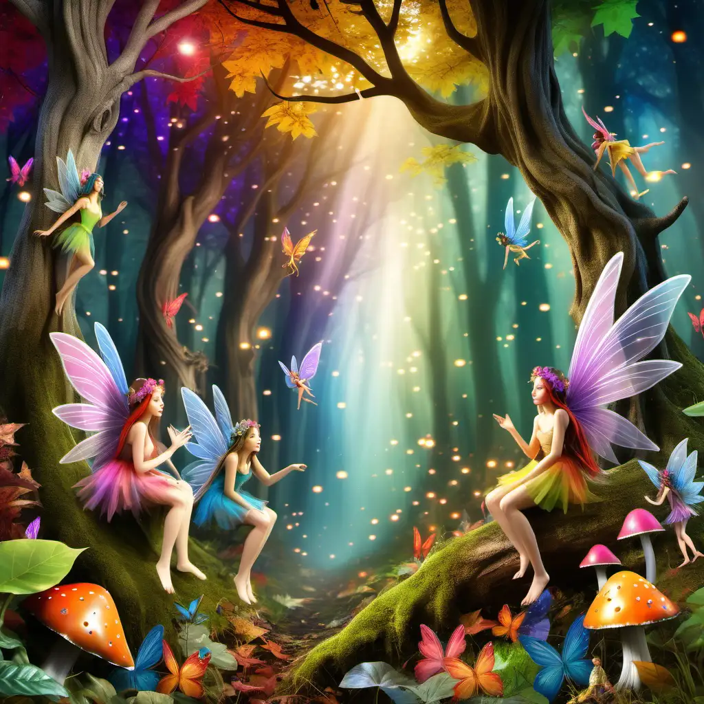 Enchanting Fairies in a Vibrant Forest Setting