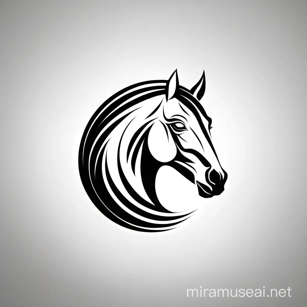 logotip with horse head minimal design black and white