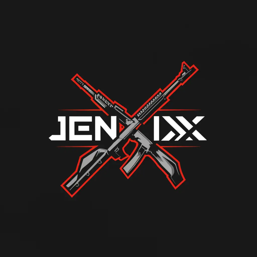 LOGO-Design-For-Jen-XNX-Modern-Typography-with-M4A1-Rifle-Symbol-on-Clear-Background